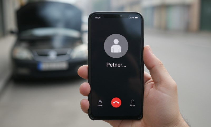 Osoba drži telefon u ruci dok poziva "Petner" šlep službu