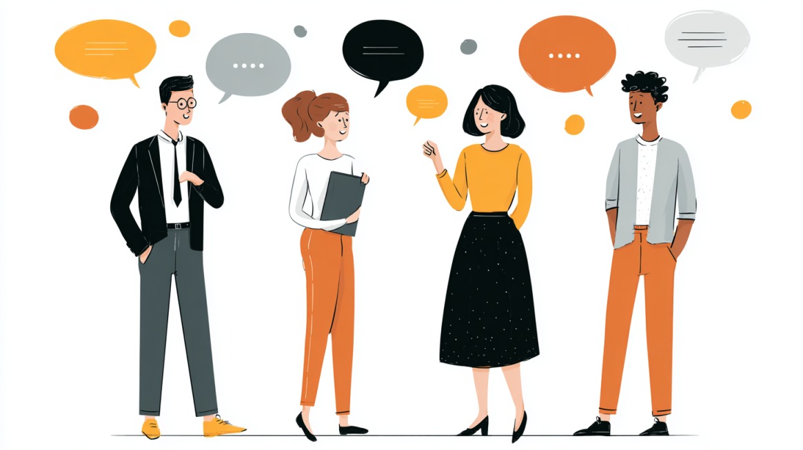 Ilustracija ljudi u razgovoru sa oblačićima za govor