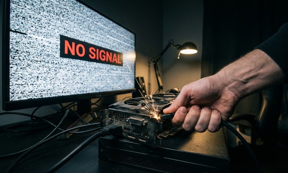 Kvar je u ekranu, panelu ili internom kablu kada monitor ima napajanje ali je slika potpuno crna ili treperi